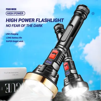 Z30 Большой светодиодный фонарик с сильным светом, USB перезаряжаемый тактический охотничий фонарь для кемпинга, встроенный аккумулятор, индикатор мощности вспышки