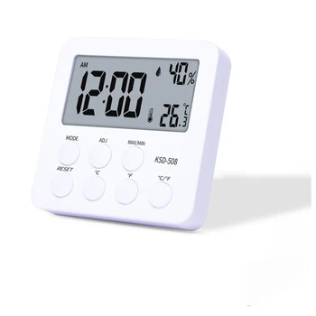 YouMi Многофункциональный Цифровой комнатный термометр-гигрометр для домашней метеостанции С отображением времени, Максимальная/Минимальная запись