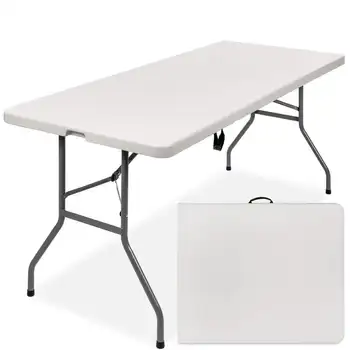 6-футовый Пластиковый Складной стол для пикника, Раскладывающийся Вдвое Белый Пластиковый стол для кемпинга и отдыха на природе (4 фута, 6 футов, 8 футов)
