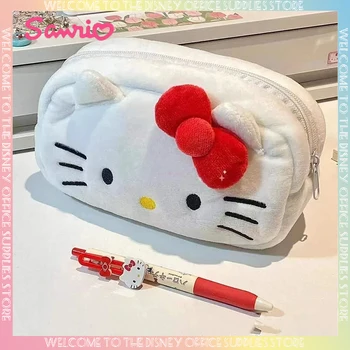 Плюшевая сумка для хранения Hello Kitty, косметичка Sanrio Kawaii, пенал, Мультяшная Студенческая канцелярская сумка, косметичка для девочек, подарок на день рождения