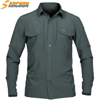 S.archon Весенне-осенняя уличная тактическая рубашка с длинным рукавом, мужская дышащая, с несколькими карманами, быстросохнущая рубашка, походная куртка с лацканами