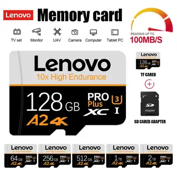 Lenovo 2TB Высокоскоростная Micro TF SD-карта 512GB Карты памяти 128GB 256GB SD / TF Флэш-карта памяти 256 128GB 64GB SD Flash MemoryCard